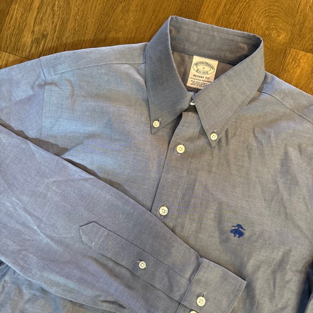 NWT Brooks Brothers Authentic Embroidered Blue Oxford Mens Button Down Shirt